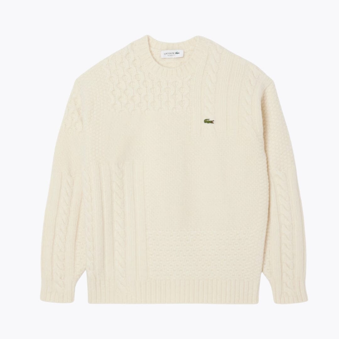 LC sweater i uld med afslappet pasform og patchworkeffekt
